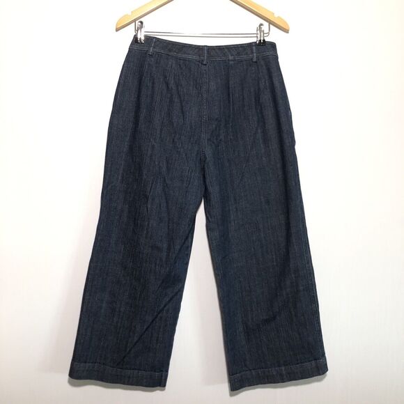 ST. John Collection Denim Trousers Womens 8 Blue Wide Leg High Waisted Cropped - Picture 6 of 9